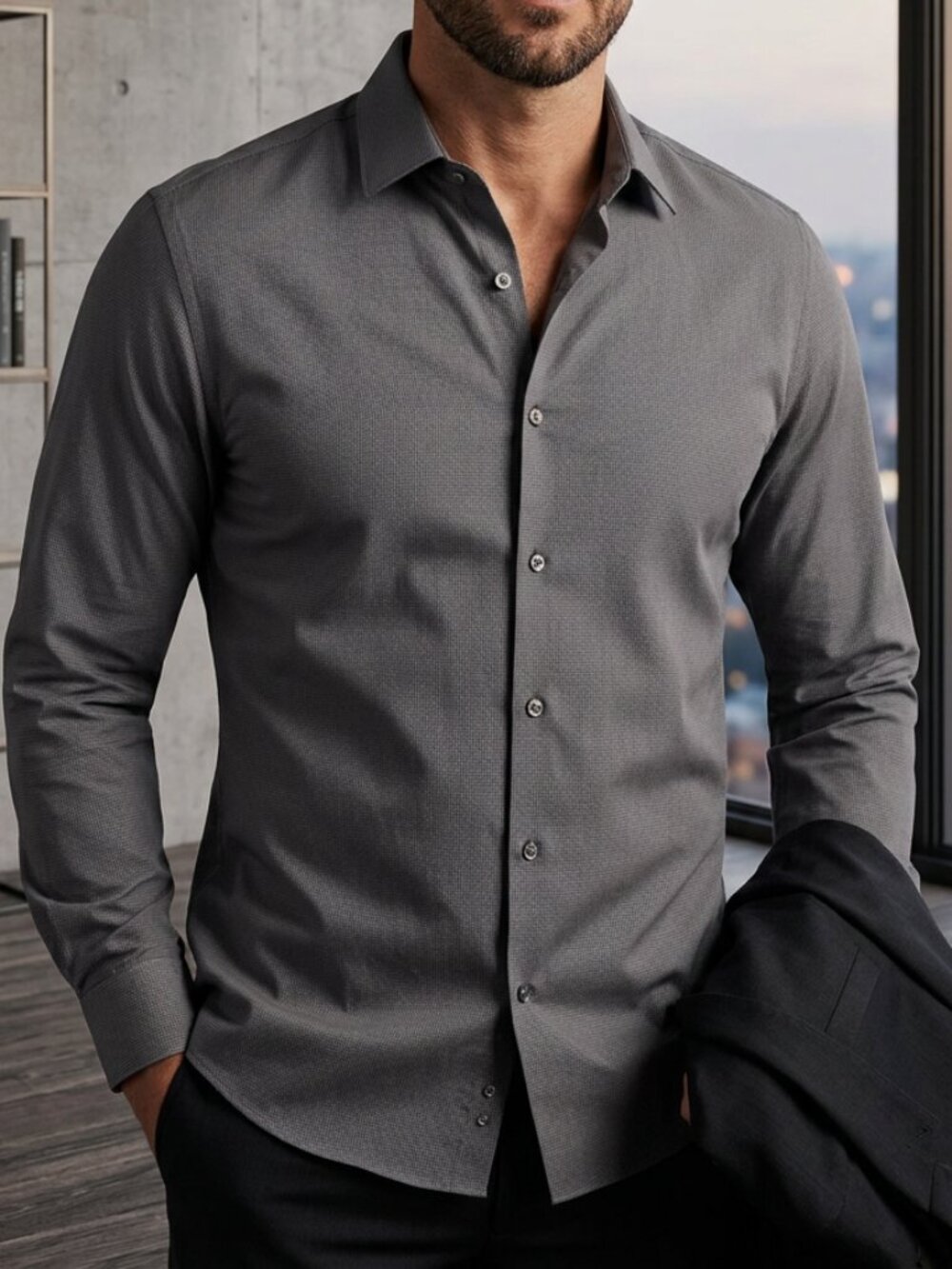 NWT Axist  Grey Striped Long Sleeve Shirt